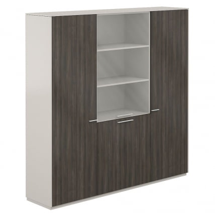 Шкаф высокий тройной с отделением для одежды Atlas NZ-0303+NZ-0311+NZ-0303.GS.BT Серый камень Бренсон Трюфель_0