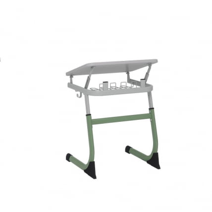 Парта одноместная регулируемая по высоте СМАРТЙ 600х500 с углом наклона столешницы (рост 5-7) Оливковый/Серый / SMARTY_1