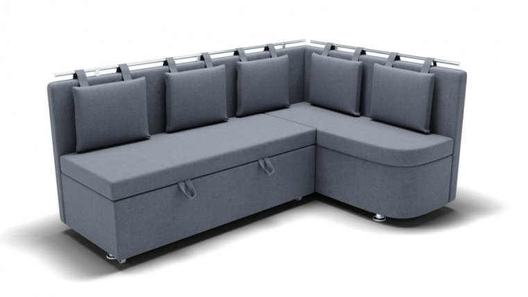 Кухонный диван Париж-1 угол левый/правый (ЗР) Цвет фасада: Серый; Тип: Левый/правый; Материал фасада: Металл/Велюр_0