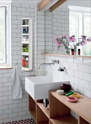 Поворотный шкаф в белом стекле Хоп Шелф Стекло Беленый дуб_4