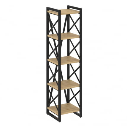 Стеллаж на регулируемых опорах - 5 полок LOFT VR.L-MST.O-5.4 Металл черный Тиквуд светлый_0