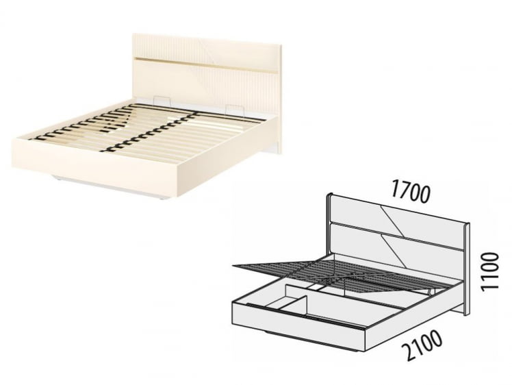 Кровать с подъемным механизмом Монако 903.21 Белый шпон/Даллас Айвори_3