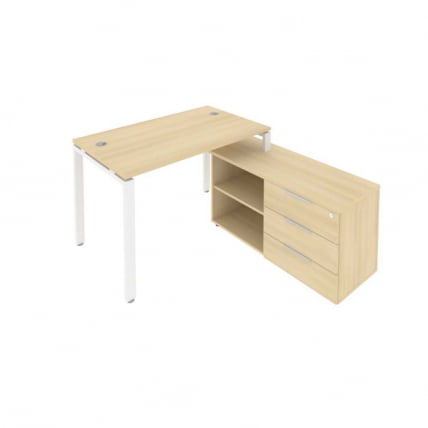 Рабочая станция на П-образном м/к с опорной тумбой правая Metal System БП.РС-СТС-2.2 Пр Акация/Белый_0
