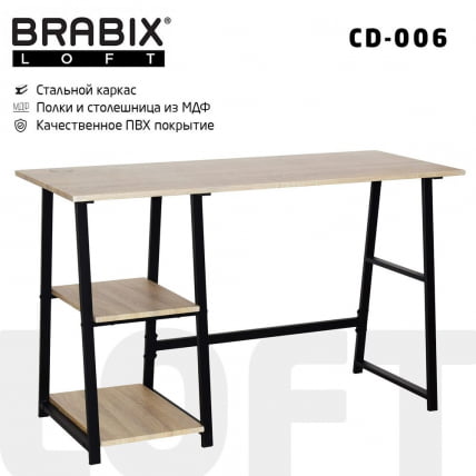 Стол на металлокаркасе BRABIX LOFT CD-006 Дуб натуральный_0