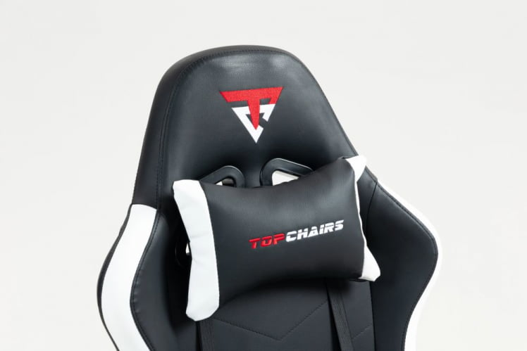 Кресло спортивное TopChairs Prophet с оттоманкой черно-белый_2