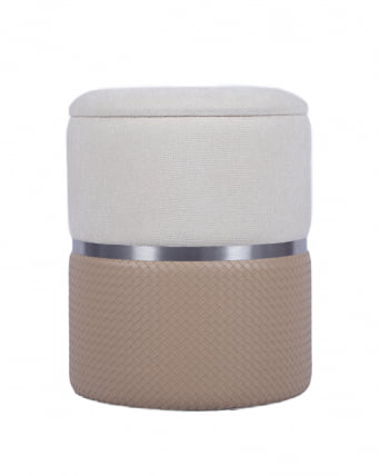 Пуф Кэрри с ящиком бежевый шенилл с экокожей_0
