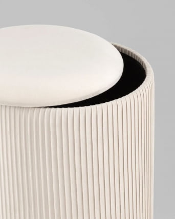 Пуф Шарлотта с ящиком велюр бежевый серебро основание_2