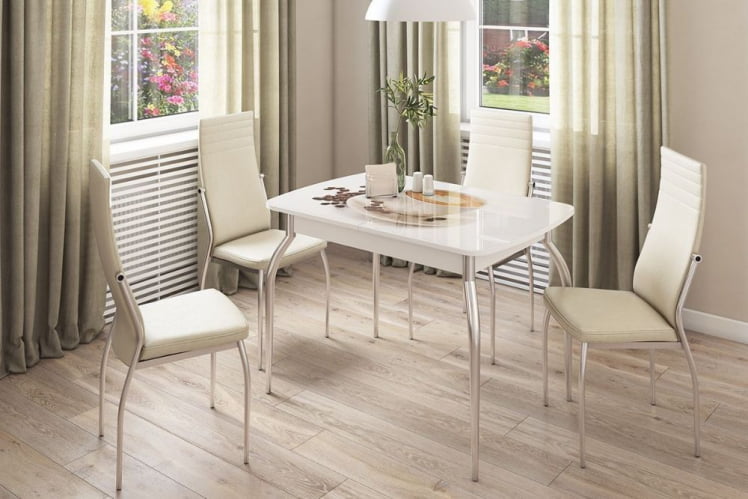 Стол обеденный раздвижной Танго Белый-Орхидея_4