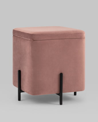 Пуф Грейс квадрат с ящиком велюр Пыльно-розовый_5