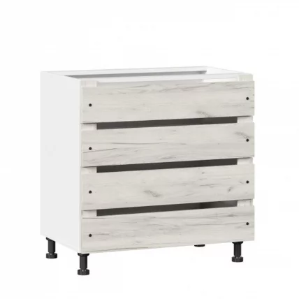 Тумба кухонная 800 с 3 ящиками ЛЮКС (4) Винченца ЛД 234.930.000.019 Тип 2 Белый Дуб Крафт белый_0