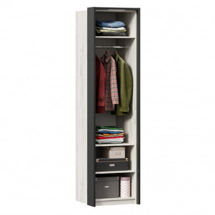 Шкаф одностворчатый с комбинированной дверью и паспарту Техно 02 Дуб Крафт белый Серый шифер_1