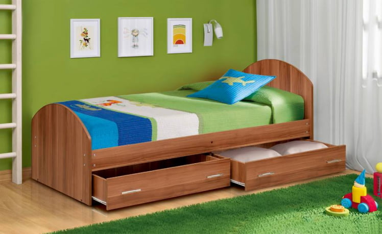 Кровать с ящиками на уголках №2 ЛДСП 800*2000 Дуб молочный_0