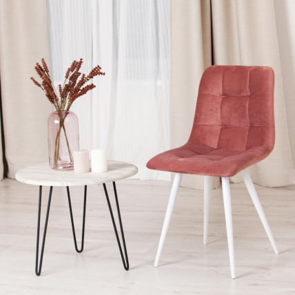 Стул CHILLY (mod. 7095-1) / 1 шт. в упаковке ткань/металл, 45x53х88 см, высота до сиденья 50 см, коралловый barkhat 15 /белый_9