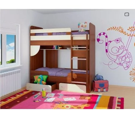 Детская Кровать 2-ярусная Твистер Итальянский орех/Крем_1