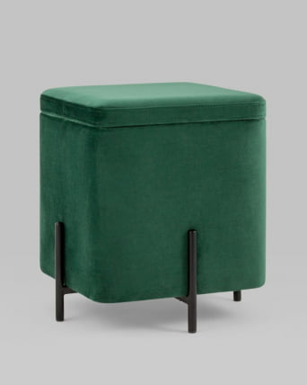 Пуф Грейс квадрат с ящиком велюр Зеленый_5