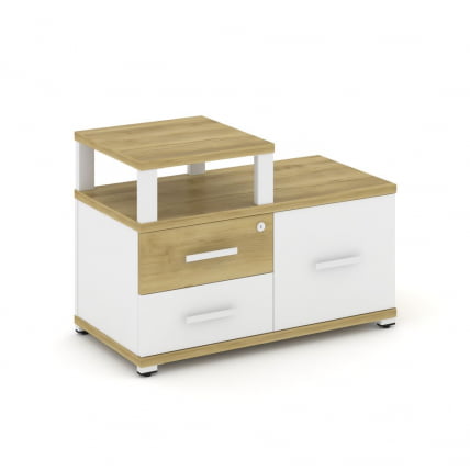 Тумба приставная сервисная с надставкой узкой CONCEPT CN.TSR-002 B/W Дуб Винченцо Белый бриллиант Белый_0