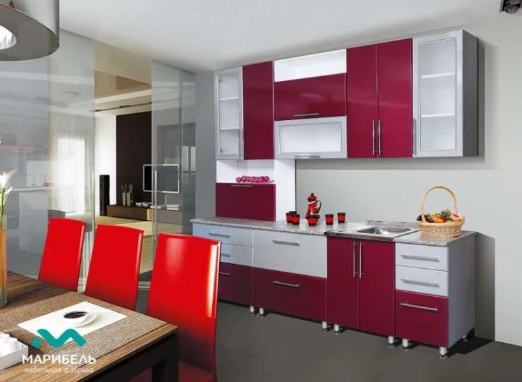 КУХОННЫЙ ГАРНИТУР «МЫЛО 224» 2.6 М Синий металлик/Белый металлк_0