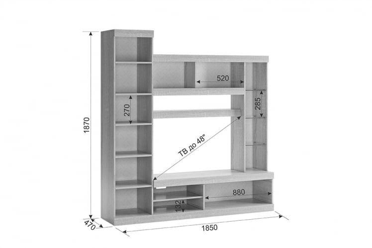 Стенка для гостиной Макси К1 дуб сонома/скала_3