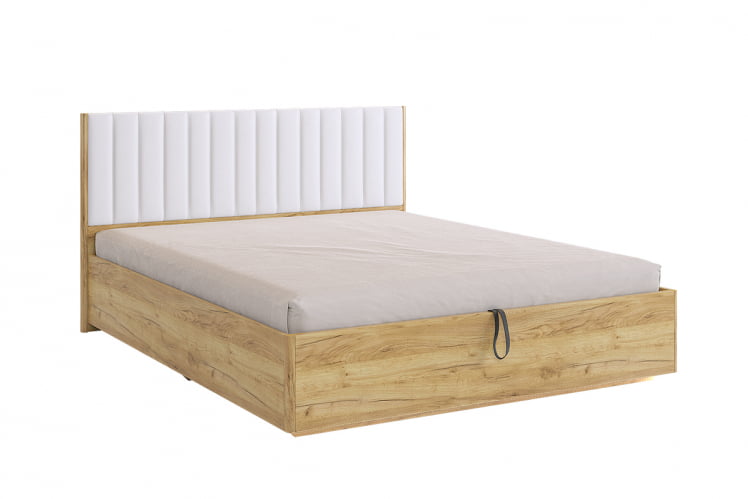 Кровать с подъемным механизмом 160х200 см Адам MSA-06 дуб крафт золотой/белоснежный (экокожа)_0