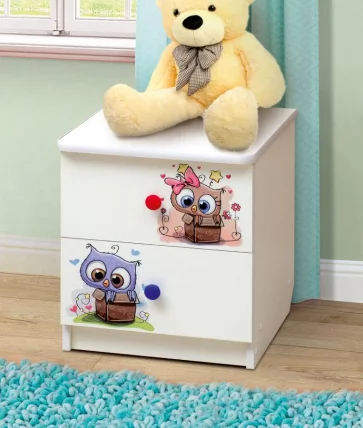 Тумба прикроватная с фотопечатью Совята Белый_0