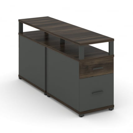 Тумба двухсторонняя опорная приставная с ящиком, распашным фасадом и надставкой CONCEPT CN.DTGP-002 B/W Дуб Мали Антрацит_0
