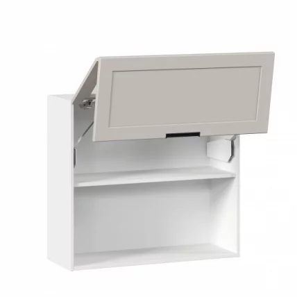 Шкаф кухонный 800 горизонтальный с 2 складными дверями комбинированный со стеклом Джамис ЛД 296.980.000.126 Белый Кашмир_1