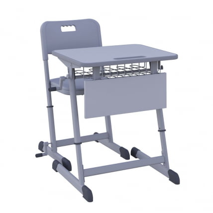 Парта одноместная НОМАД В 600х500 с ручной регулировкой высоты (рост 4-6) Серый/Серый / NOMAD V_1