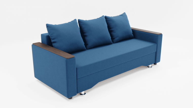 Диван Квадро-2 ПБ (ЗР) Цвет фасада: Синий; Тип: Прямой; Материал фасада: Металл/Велюр_0