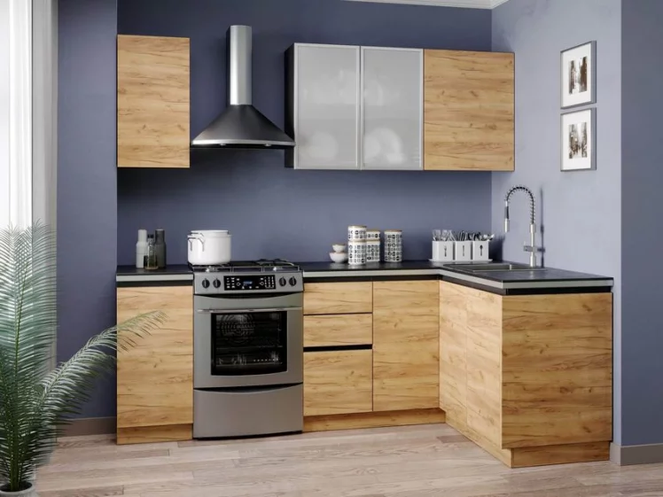 Тумба кухонная 300 Шервуд ЛД 281.010.000.001 Черная Дуб золотой_2