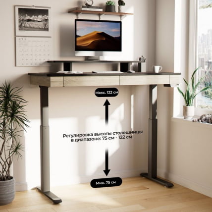 Стол для компьютера c электрической регулировкой по высоте и 2 ящиками EUREKA ERK-ED-I55-OG_7