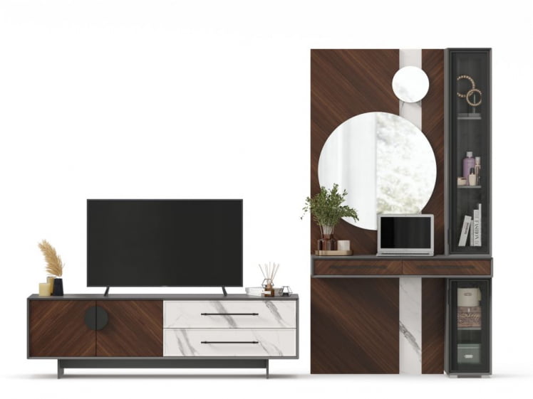 Набор мебели для гостиной Вилена №7 Серый/Орех/Монте белый_2