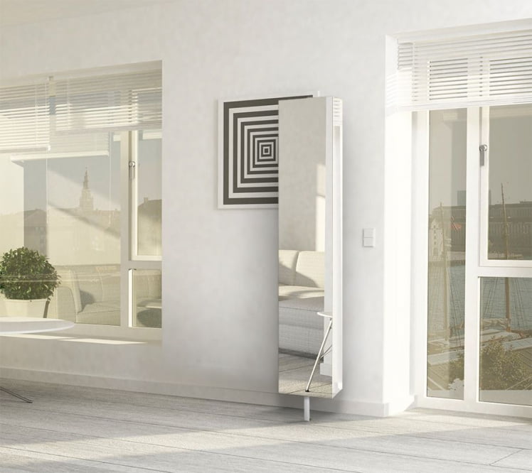 Поворотный зеркальный шкаф Зум Шелф Беленый дуб_3