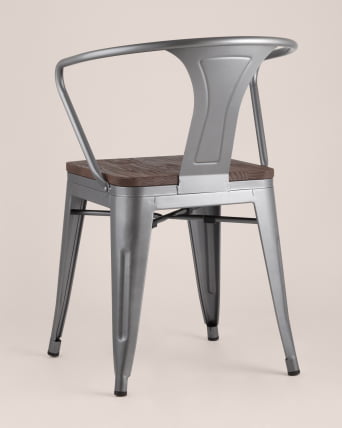Стул ТОЛИКС АРМ ВООД с подлокотниками Серебристый / TOLIX ARM WOOD_4