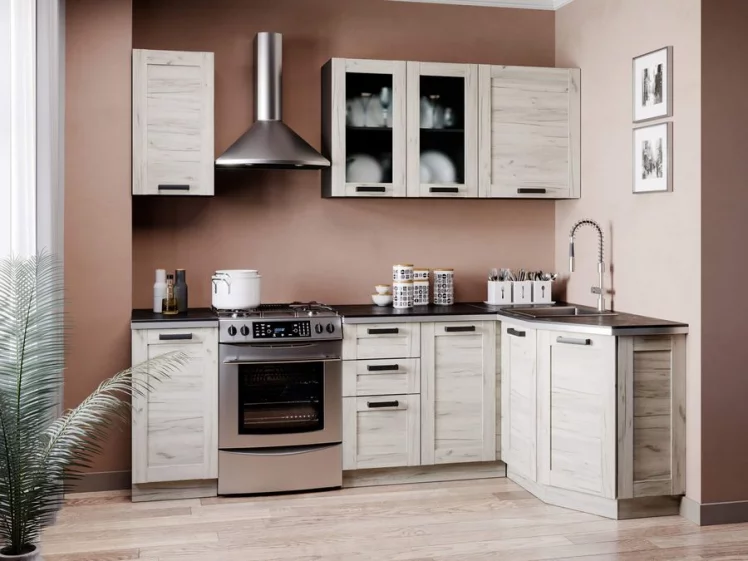 Шкаф кухонный 800 со стеклом Винченца ЛД 234.360.000.080 Черный Дуб Крафт белый_2