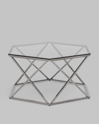 Журнальный столик Круз 93*80 стекло smoke сталь Темный хром_2