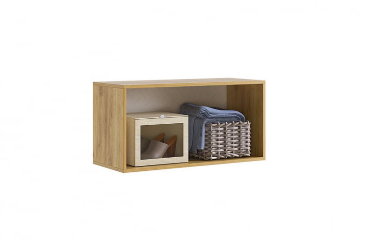 Антресоль двухдверная Бери MPR-025 Дуб крафт золотой/белое дерево_1