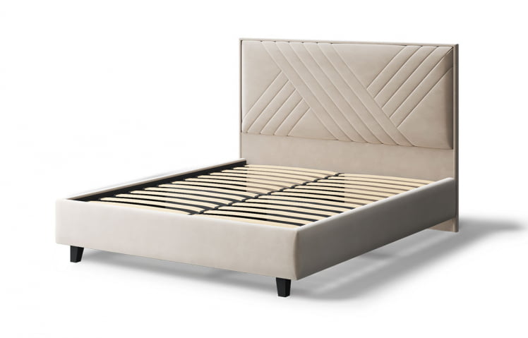 Кровать МИРА 2000*1400мм (на опорах), велюр Бренди лайт 03 (бежевый), (б/основания, б/матраса)_1