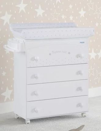 Комод Micuna Bonne Nuit пеленальный B-970 white матрасик stars grey_1