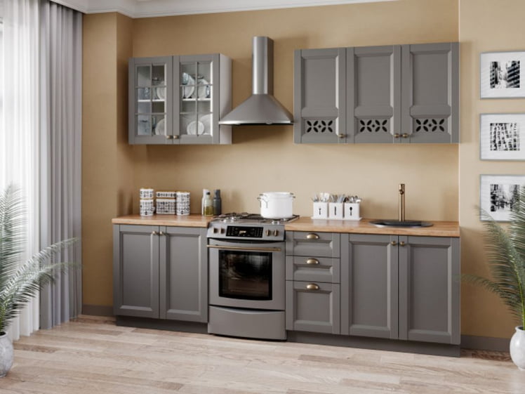 Кухонный гарнитур Амели-3 №2 Белый Оникс серый_0