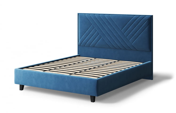 Кровать МИРА 2000*1400мм (на опорах), велюр Бренди лайт 08 (синий), (б/основания, б/матраса)_2