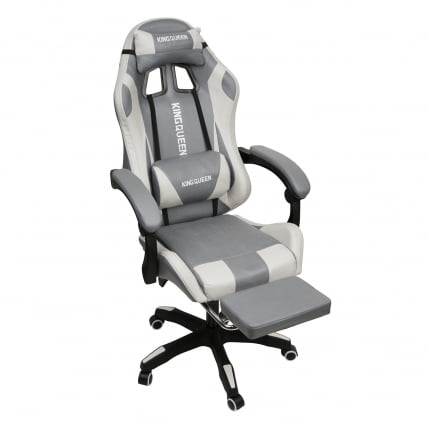 Кресло 1208, замша, цвет серо-белый с массажем, арт 1208-Grey-White_3