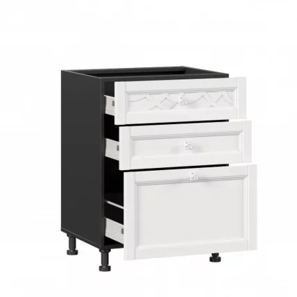 Тумба кухонная 600 с 3 ящиками ЛЮКС (4) Джулия ЛД 284.910.000.080 Черный Белый_1