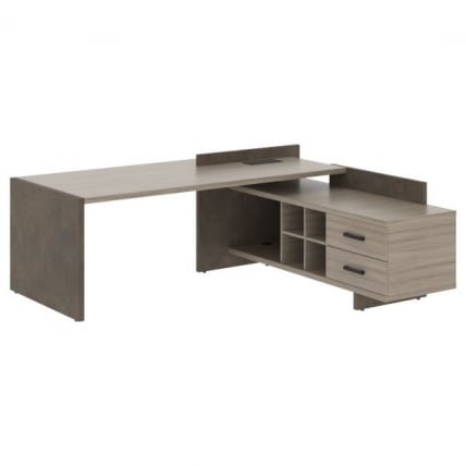 Стол руководителя левый WOOD&STONE СФ-531201 Дрифтвуд Бетон Чикаго темный_1