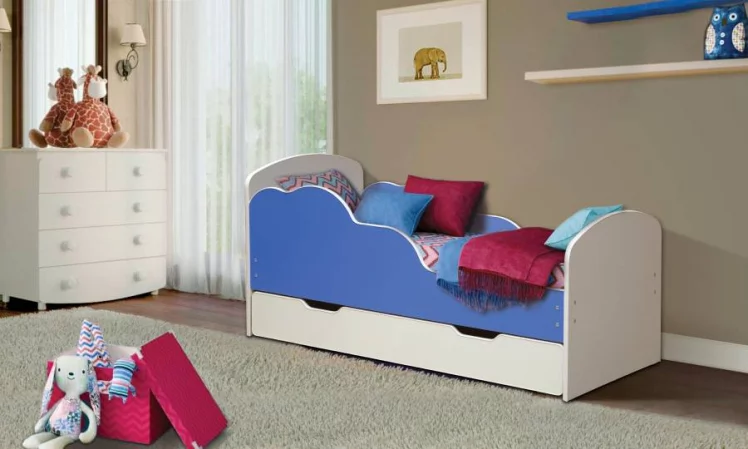 Кровать детская ОБЛАКА №2 800*1600 Белый/Синий_0