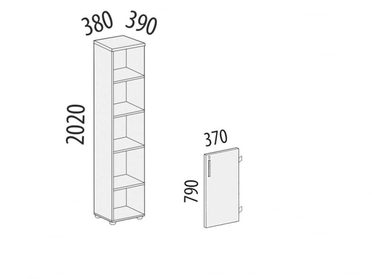 Стеллаж закрытый Альфа 63 136 Дуб Кобург_3