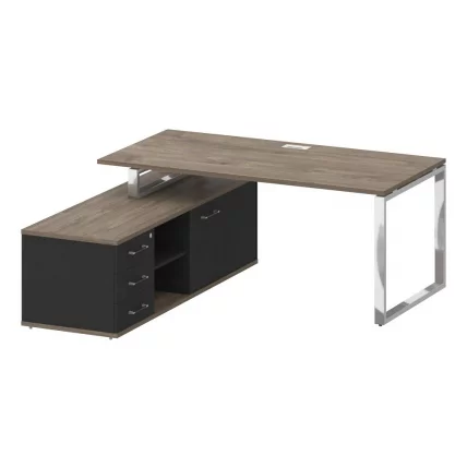 Стол руководителя с опорной греденцией , левый SHIFT SK.SRG-180 (L) Тиквуд Темный/Антрацит_0