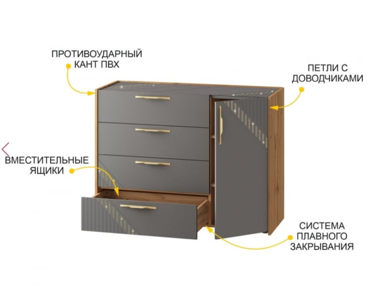 Тумба-комод Монако 902.23 Дуб Вотан Оникс Графит_3