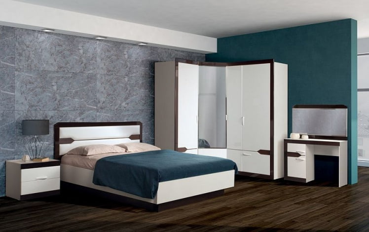 Спальня Ронда набор 2 Венге Белый глянец_0