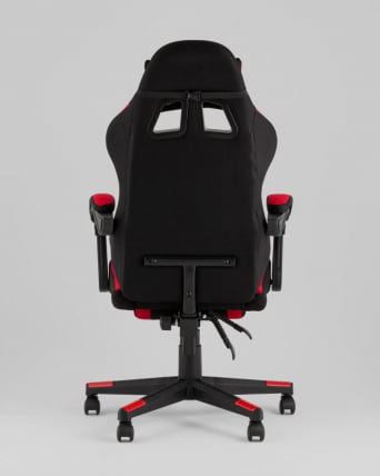 Кресло спортивное TopChairs Prophet с оттоманкой ткань черно-красный_5