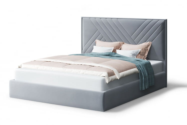 Кровать МИРА 2000*1800мм (без опор), велюр NEO 25 (серый), (б/основания, б/матраса)_0
